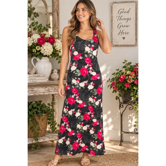 American Vintage Dresses & Skirts - Vintage Voir Collection Maxi Dress Romantic Gothic Garden Rose Floral Medium